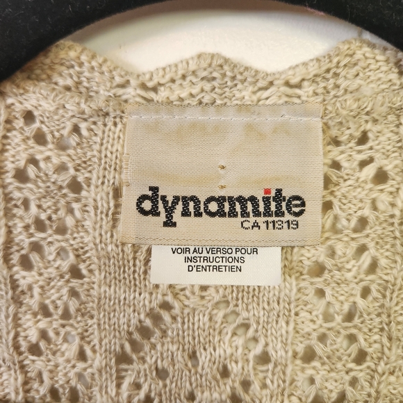 Vintage Beige Crochet Cardigan Sweater Vest Boho y2k 90s Whimsygoth Women Large - Picture 6 of 9